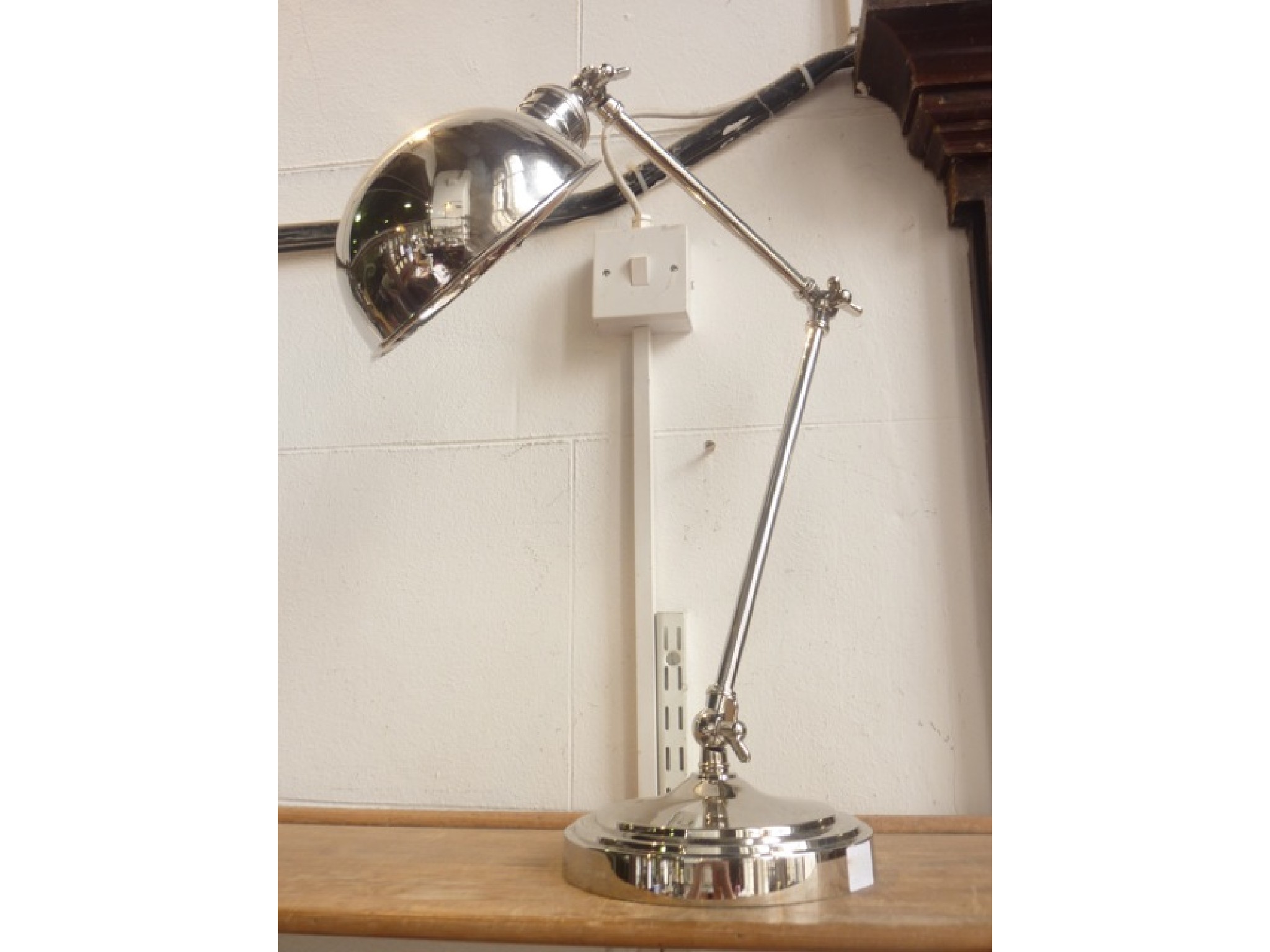 Appraisal: A contemporary three jointed anglepoise type tall desk lamp with