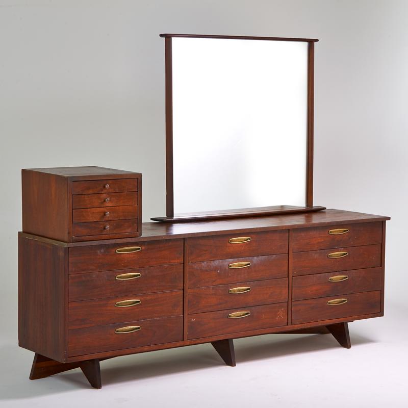 Appraisal: GEORGE NAKASHIMA WIDDICOMB Triple dresser miniature cabinet mirror Grand Rapids