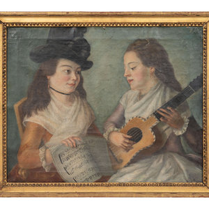 Appraisal: French School th Century Two Ladies with Sheet Music and