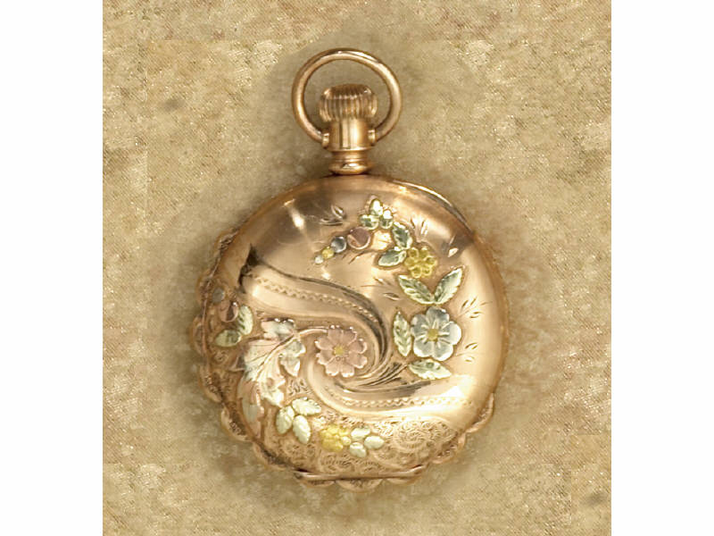 Appraisal: POCKET WATCH k yellow green and rose gold beautifully engraved