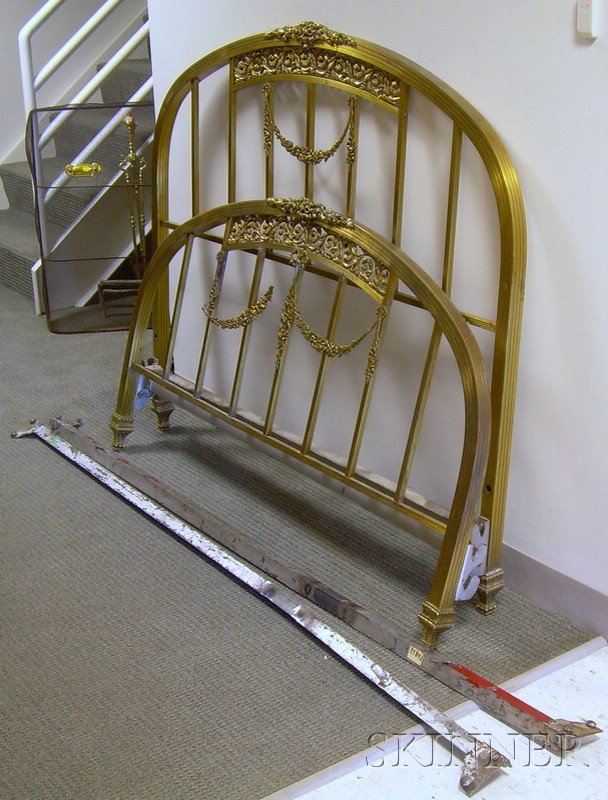 Appraisal: Art Deco Brass Bed with rails wd in