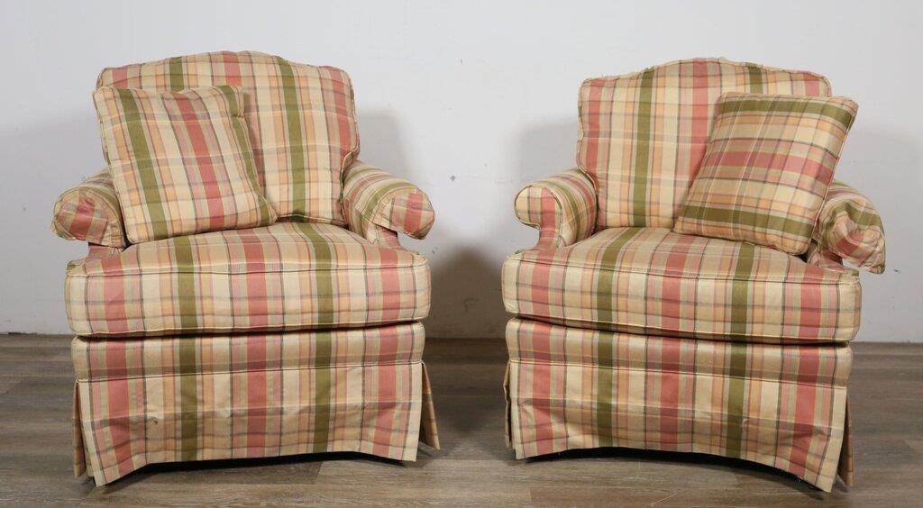 Appraisal: Pair of Woodmark by Howard Miller armchairs Late th century