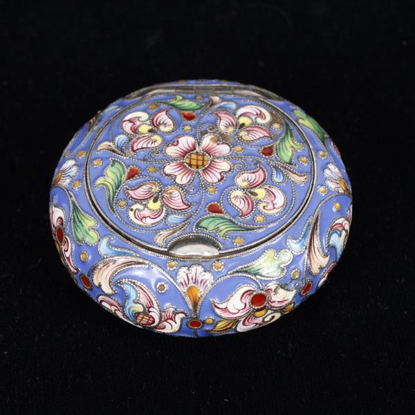 Appraisal: Russian enameled silver-gilt pill box bearing the marks of Feodor