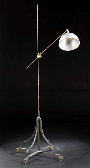 Appraisal: Industrial-Design Nickeled Brass Burnished Steel and Aluminum Floor Lamp the