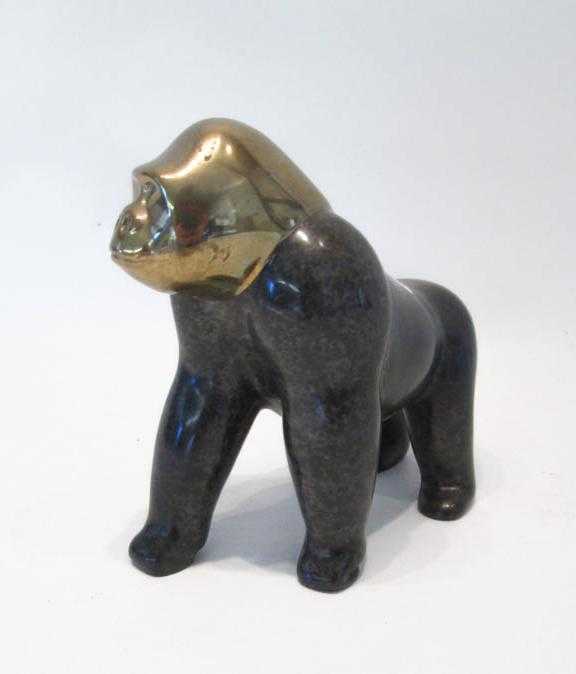 Appraisal: LOET VANDERVEEN BRONZE WILDLIFE SCULPTURE Dutch - depicting a gorilla