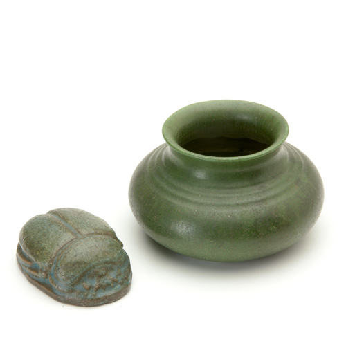 Appraisal: GRUEBY Two items a squat vase in matte green and