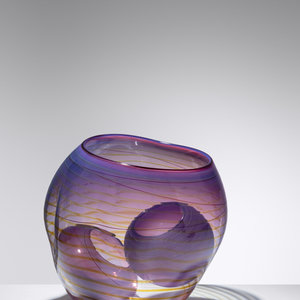 Appraisal: Dale Chihuly b Royal Violet Basket Three-Piece Set Portland Press