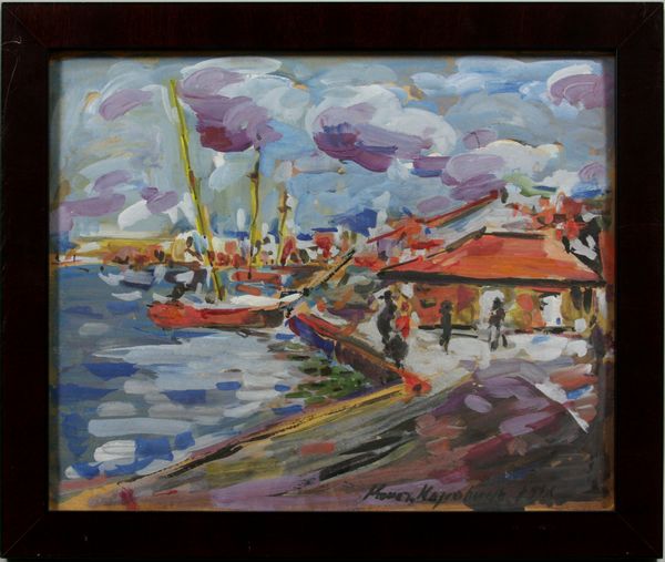 Appraisal: Constantin Korovin Russian - seaport gouache on artist board x