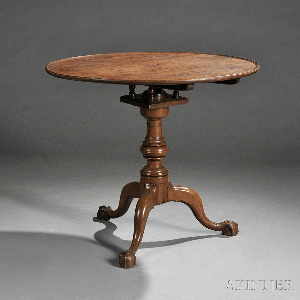 Appraisal: Walnut Tilt-top Tea Table Pennsylvania late th century the dished