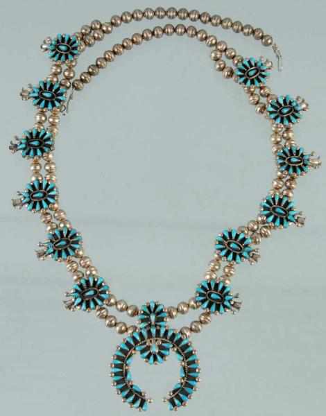 Appraisal: Native American Indian Squash Blossom Necklace Description With turquoise stones