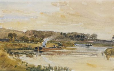 Appraisal: Thomas Collier - A Barge on the Arun Signed Watercolour