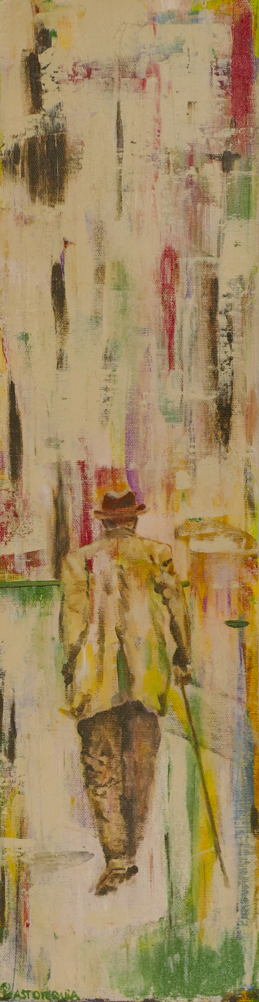 Appraisal: 'Walking Man'' Abstraction Signed Astorquia Oil on Canvas ''x ''