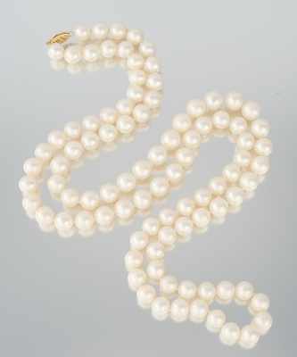 Appraisal: A MM Pearl Matinee Length Necklace with Gold Clasp Individually