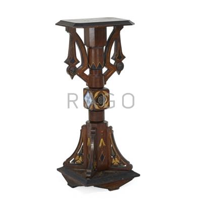 Appraisal: VICTORIAN EASTLAKE PEDESTAL Walnut with tile work ca Condition Report