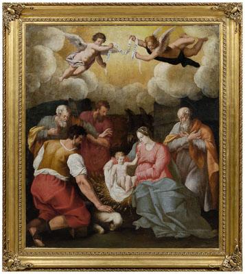 Appraisal: Italian Old Master painting Adoration of the Shepherds nativity with