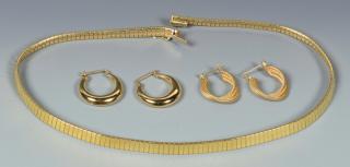 Appraisal: K Necklace Pair Hoop Earrings st item K yellow gold