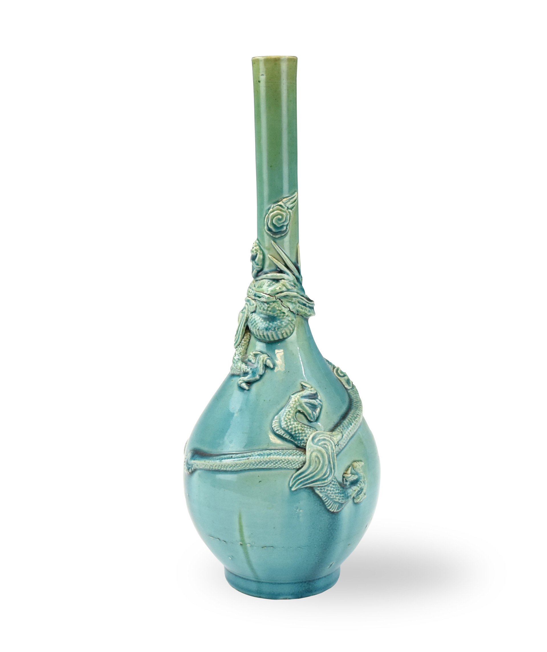 Appraisal: CHINESE TURQUOISE GLAZED DRAGON VASE TH C Chinese th C