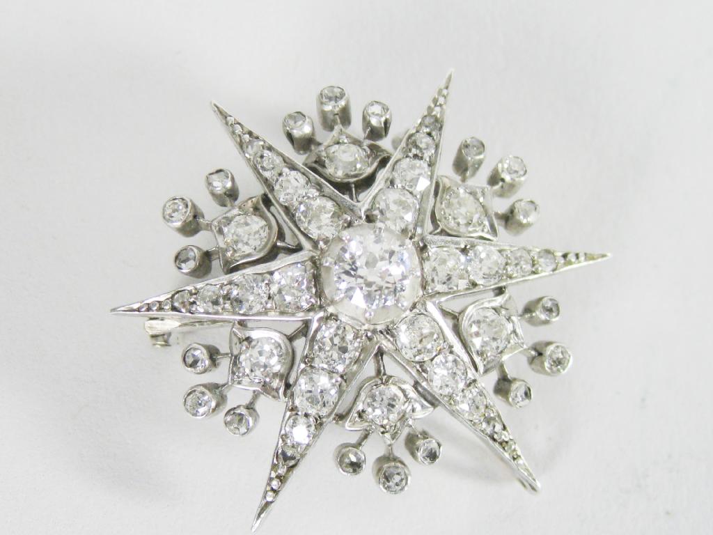 Appraisal: A Victorian Diamond Star Brooch the six point star pave