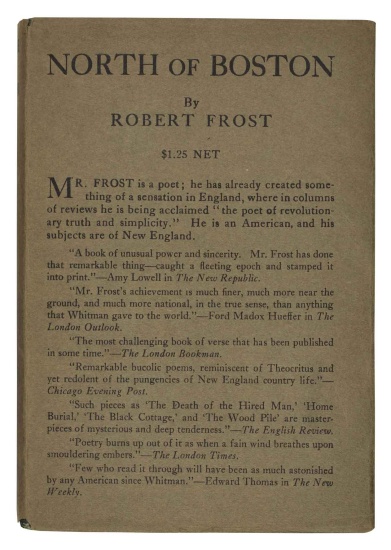 Appraisal: FIRST EDITION PRINTED IN AMERICA FROST ROBERT North of Boston