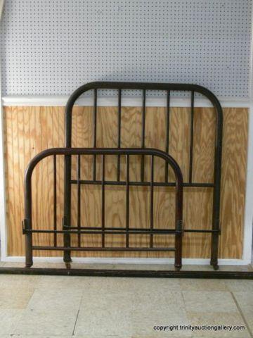 Appraisal: Vintage Twin Size Iron Bed Frame on Casters - Rails