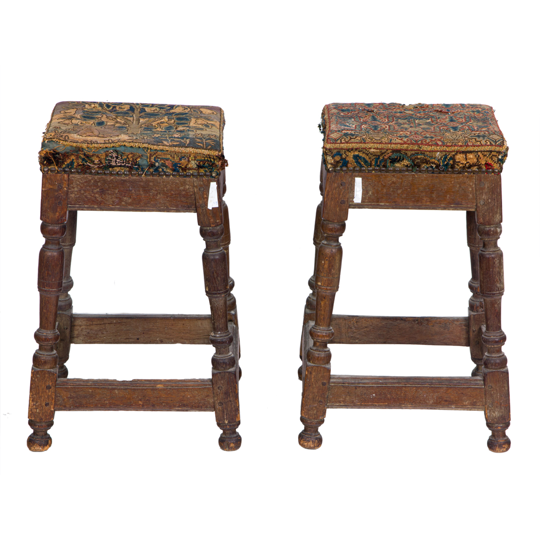 Appraisal: A PAIR OF ENGLISH STOOLS IN THE JACOBEAN TASTE CIRCA