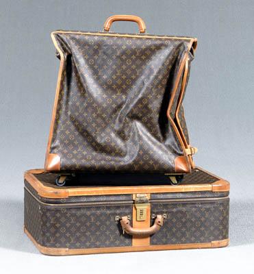 Appraisal: Two pieces Louis Vuitton luggage one leather-edged soft-sided suitcase zippered