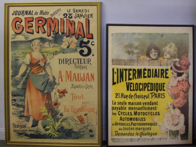 Appraisal: Two French Color Lithograph Advertising Posters Journal du Matin Germinal