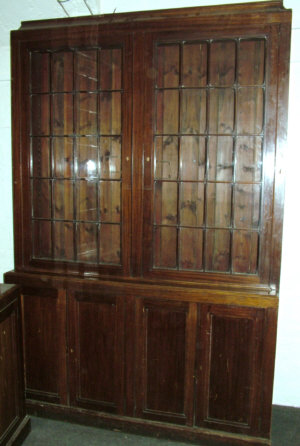 Appraisal: A set of three mahogany double bookcases mid th century