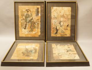 Appraisal: pc Lot Japanese Signed Wood Block Prints Includ pc Lot