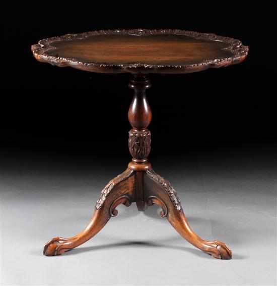 Appraisal: Chippendale style mahogany tilt-top tea table th century reticulated piecrust