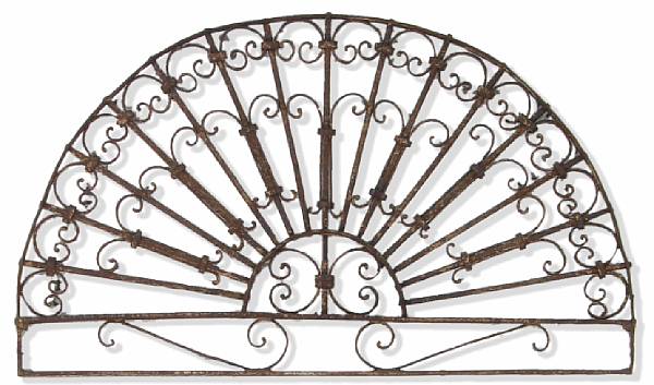 Appraisal: A Rococo style wrought iron architectural pediment th century The