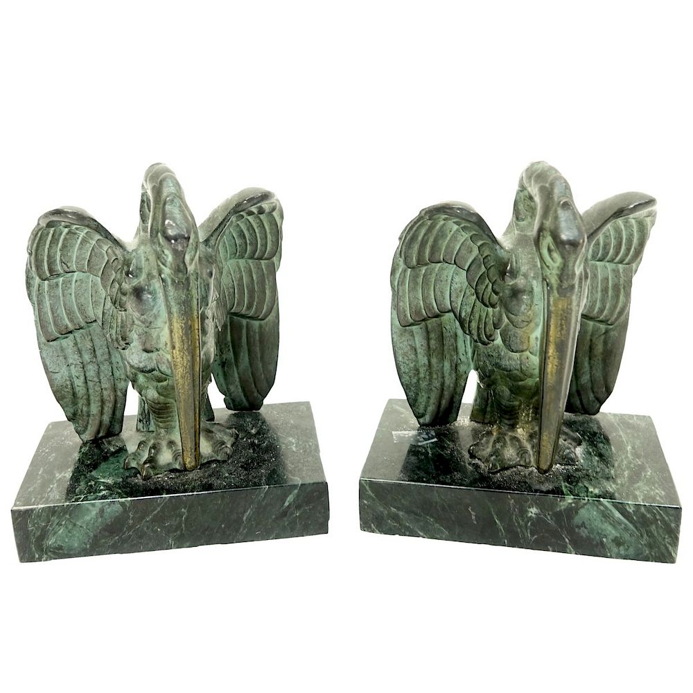 Appraisal: Bronze Bird Bookends Pair of Vintage Bronze Bird Bookends Mounted