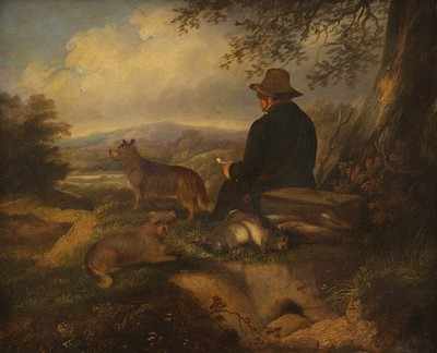 Appraisal: Attr Abraham Cooper R A British - Gamekeeper Oil on