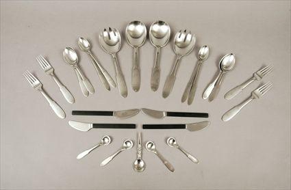 Appraisal: Georg Jensen Stainless Steel Part Flatware Service Comprising six dinner