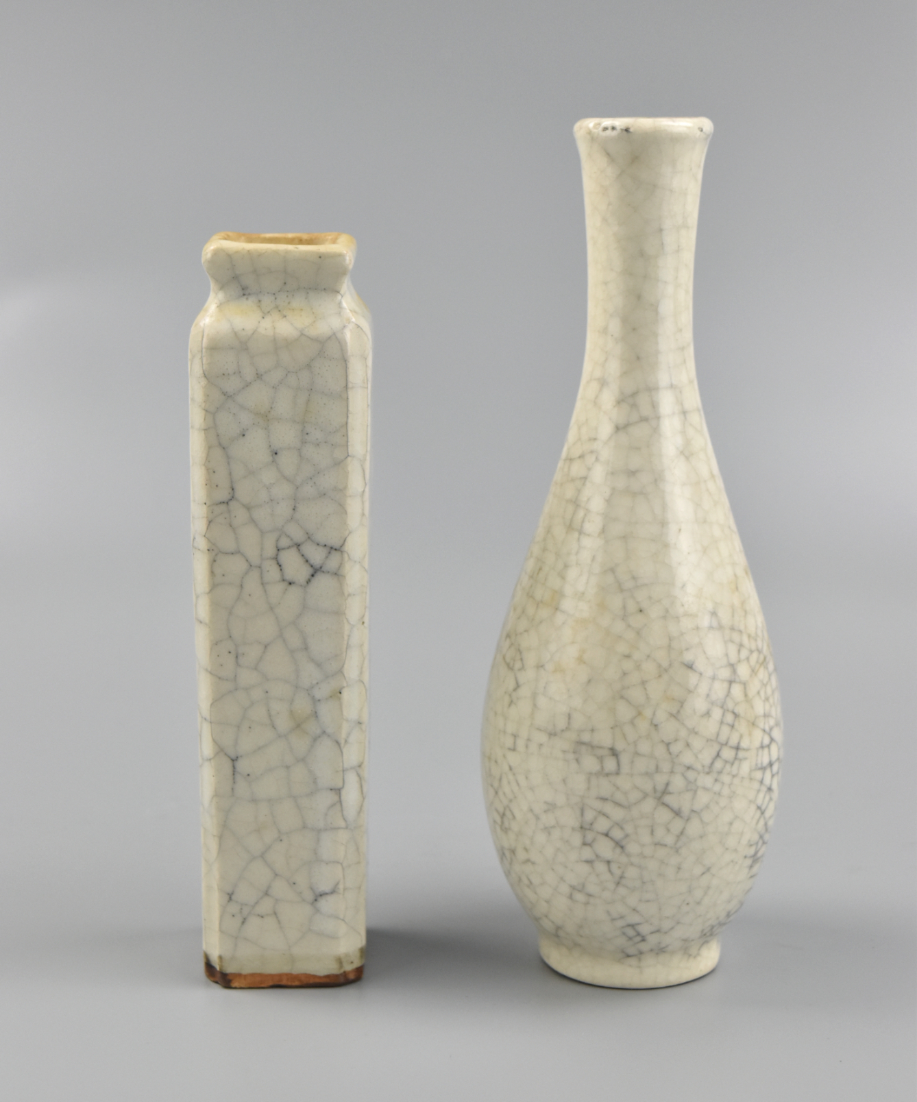 Appraisal: Two Chinese Ge glaze vases with the characteristic crackling throughout