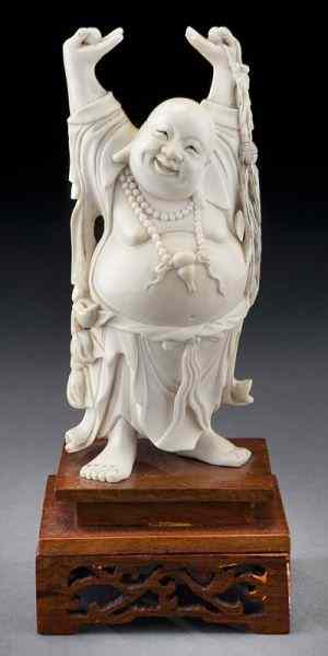 Appraisal: Chinese carved ivory Maitreya Buddha International shipping IS NOT available