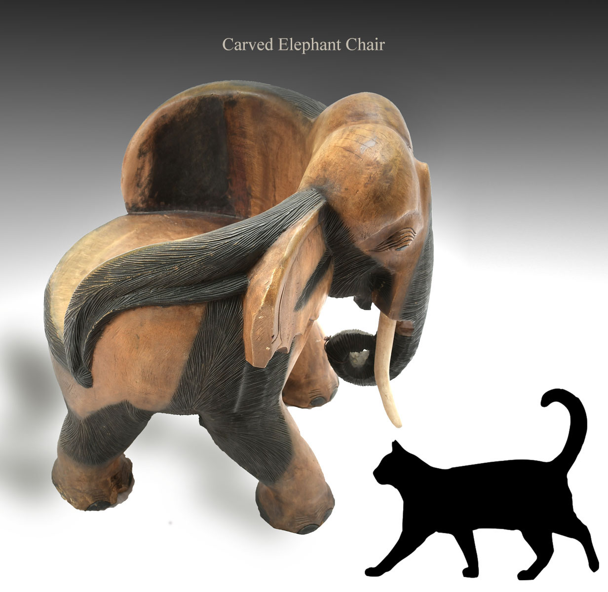 Appraisal: CARVED ELEPHANT CHAIR Carved of solid wood having ebonized accents