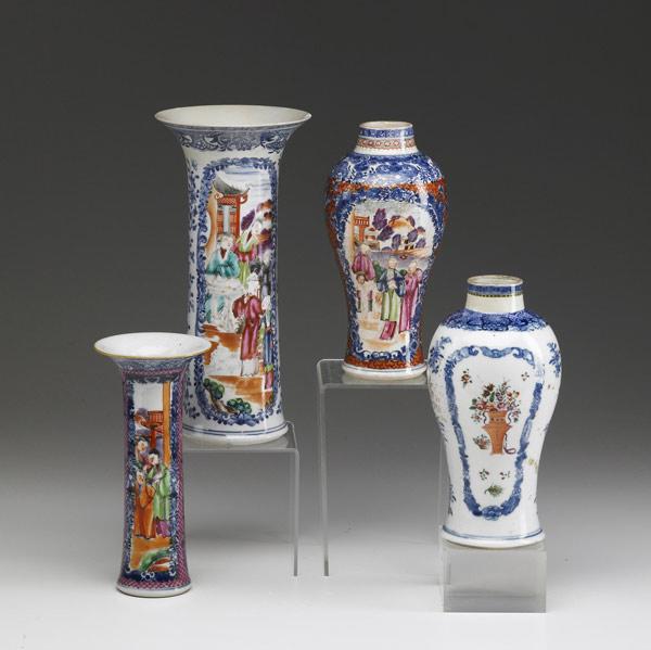 Appraisal: CHINESE EXPORT Two beaker vases and two bottle vases with