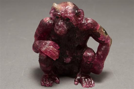 Appraisal: Carved hardstone chimpanzee in H