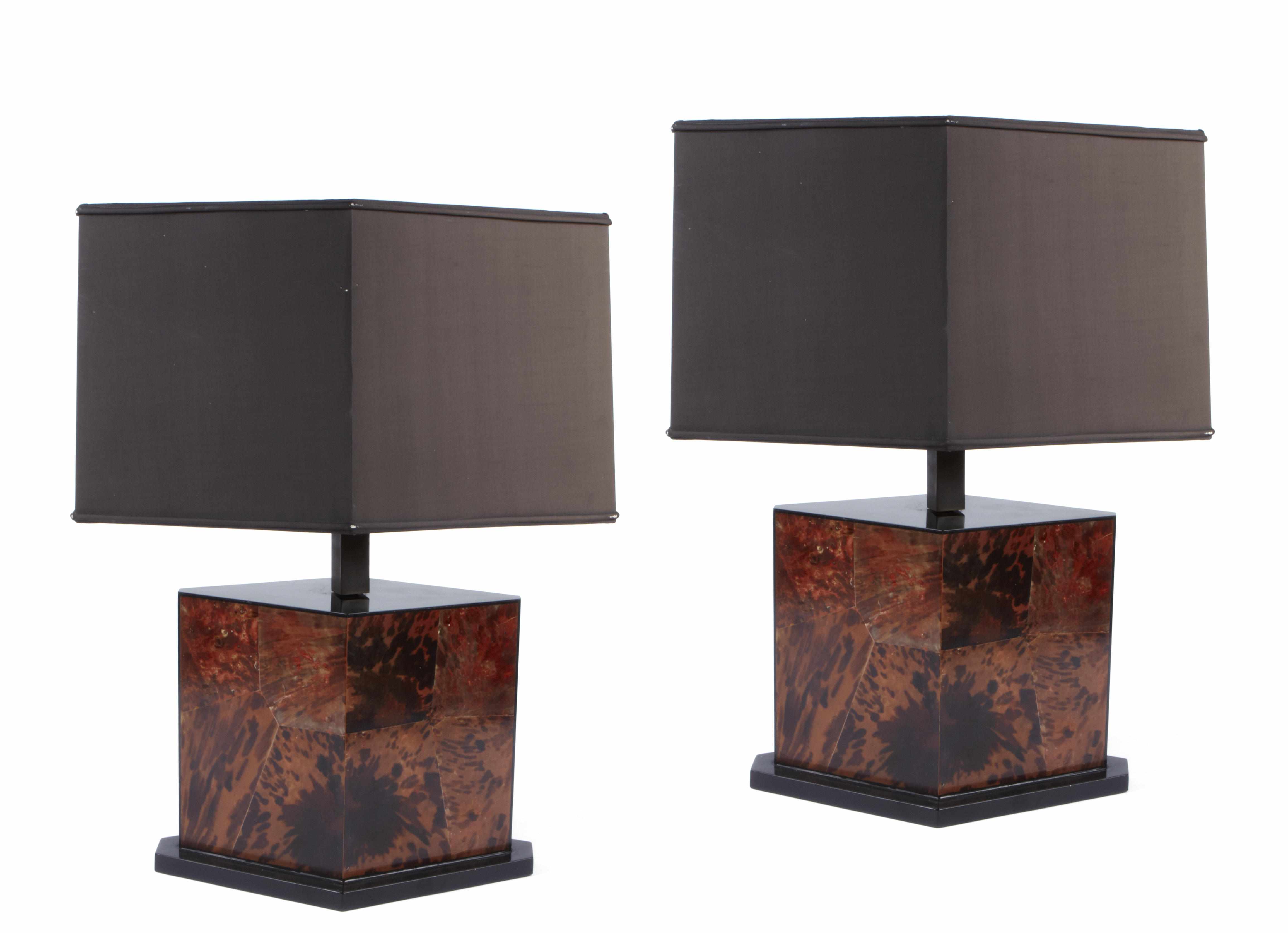 Appraisal: A pair of faux tortoiseshell veneered lamps height excluding shade