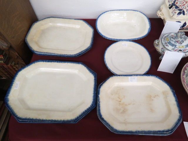 Appraisal: Collection of Early Wedgwood Flame Edge ironstone includes platters approx