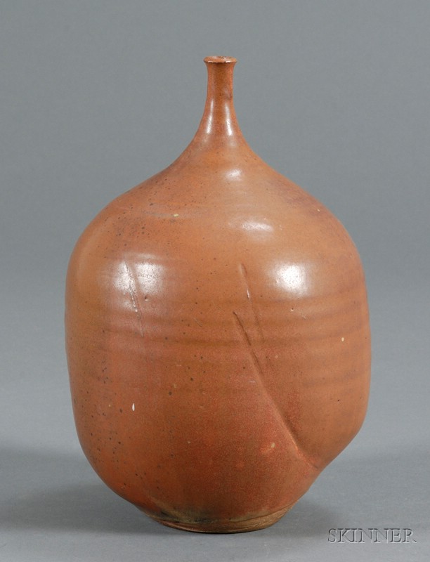 Appraisal: Funnel-neck Vessel Pottery th century Cylindrical form with tapering neck