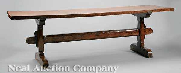 Appraisal: A Continental Carved Walnut Refectory Table th c rectangular top