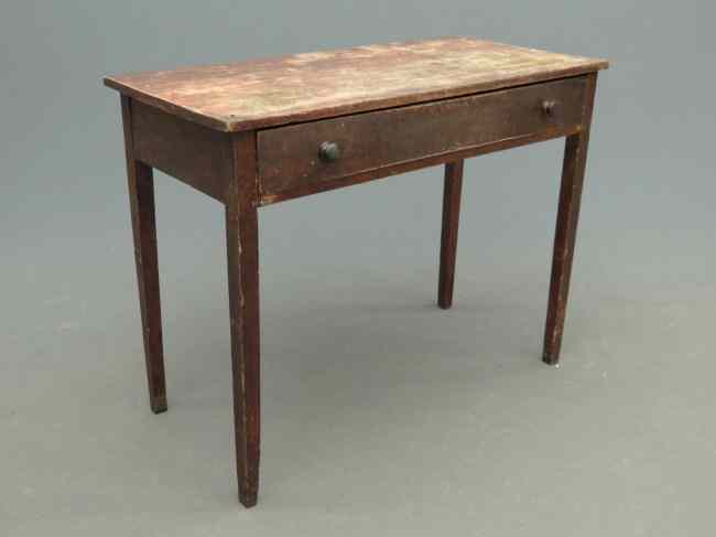 Appraisal: th c single drawer paint decorated tapered leg table Top