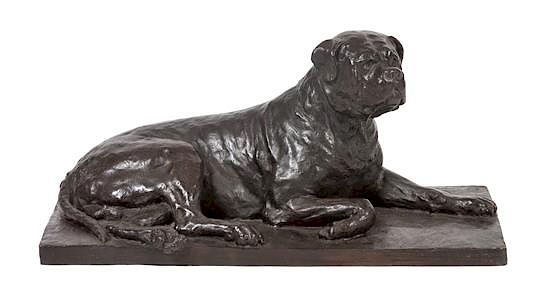 Appraisal: A Bronze Mastiff Sculpture Width inches A Bronze Mastiff Sculpture