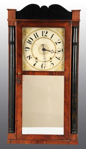 Appraisal: Wooden Shelf Clock with Painted Columns Description Time and strike