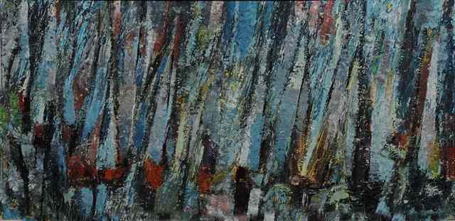 Appraisal: Owen Chicoine Canadian b Abstract in blues red and grey