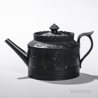 Appraisal: Wedgwood Black Basalt Teapot and Cover England early th century