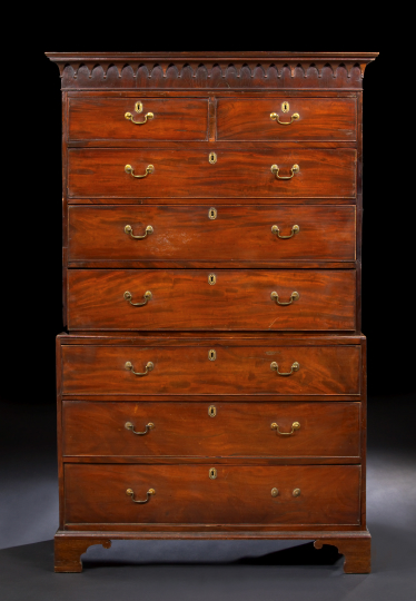 Appraisal: George III Mahogany Chest-on-Chest fourth quarter th century the molded