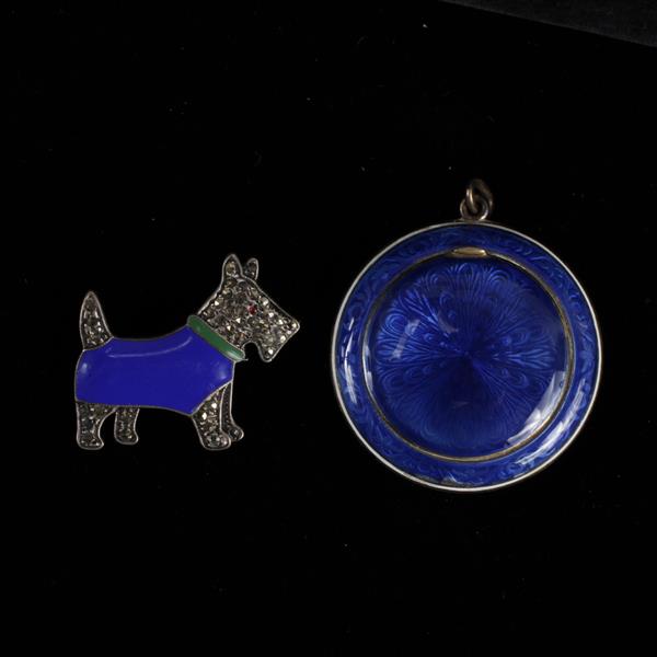 Appraisal: French enameled scotty dog pin and locket